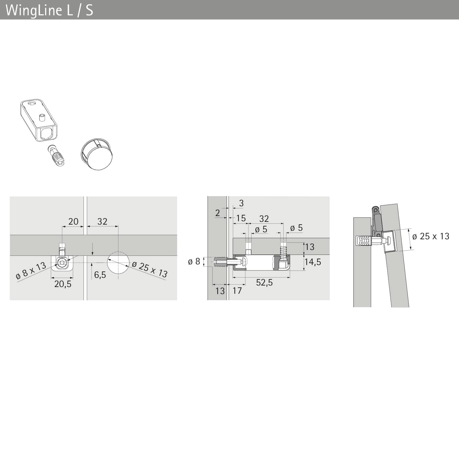 HETTICH WingLine L Mechanische Zuhaltung für Push to move, weiß, 9264170