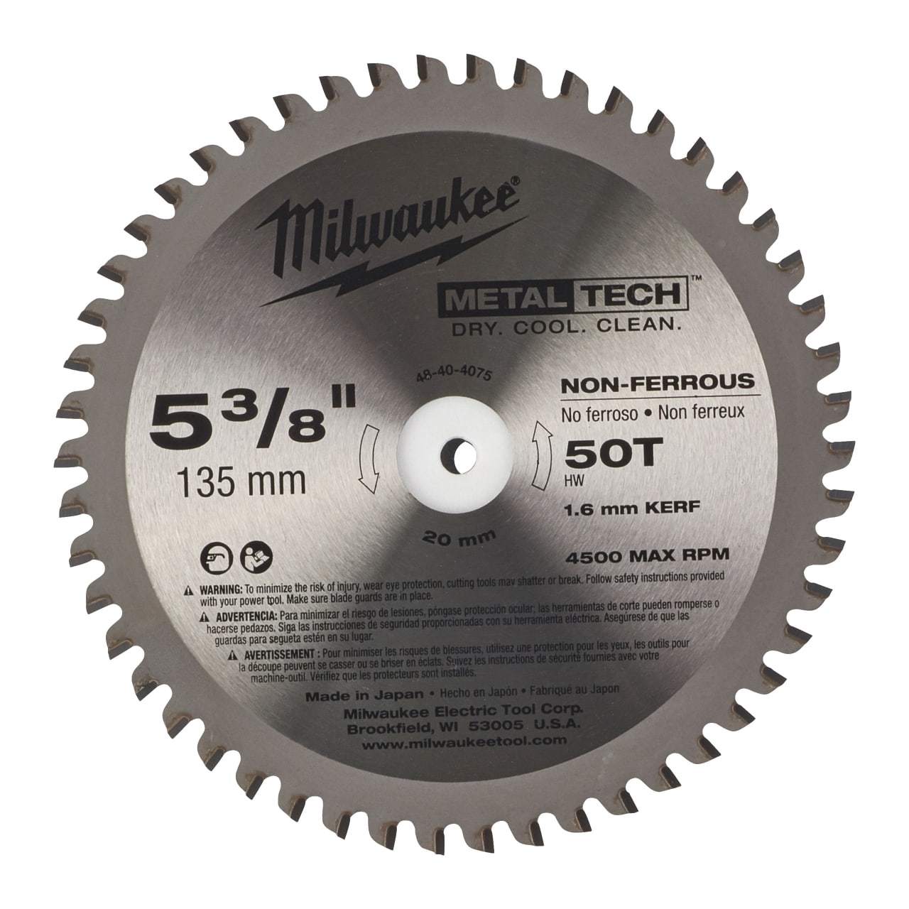 MILWAUKEE 135/20 mm Z50 Kreissägeblatt für Metall-Handkreissägen