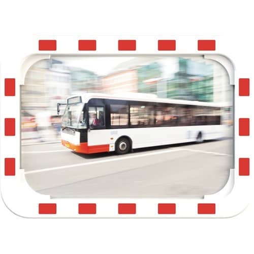 DANCOP Verkehrsspiegel H400xB600mm Kunststoff,rot/weiß 15m DANCOP