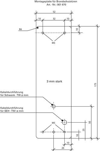 GFS Montagepl.901670 Mont.an Brandschutztüren DIN L/R L175xB52mm GFS