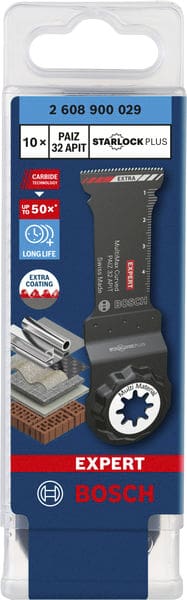 BOSCH EXPERT MultiMax PAIZ 32 APIT Blatt für Multifunktionswerkzeuge, 32 mm, 10 Stück. Für oszillierende Multifunktionswerkzeuge