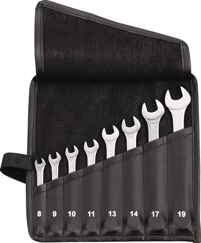TECWERK Ringmaulschlüsselsatz 12-tlg.SW 6-22mm Form A CV-Stahl in Rolltasche TECWERK