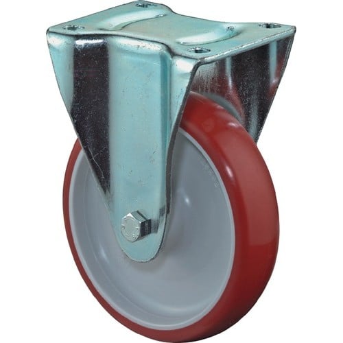 BS ROLLEN Bockrolle D.200mm Trgf.300kg Polyurethan,rot Platte L135xB110mm BS ROLLEN