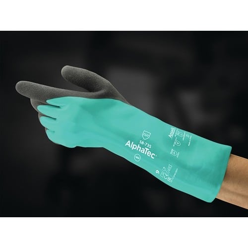 ANSELL Chemiehandschuh AlphaTec 58-735 Gr.9 grün EN 388,EN 374 PSA III ANSELL