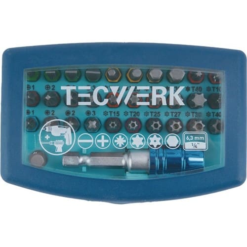 TECWERK Bitsortiment 32-tlg.Schlitz/PH/PZD/TX/TX-BO/6Kt.TECWERK