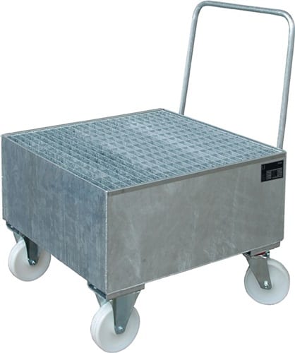 BAUER Auffangwanne Auffangvol.203l L800xB800xH615mm Stahlbl.m.Gitterrost silber