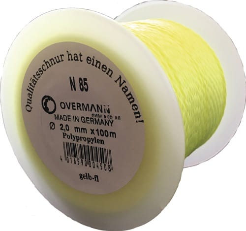 Pflastererschnur L.100m D.2mm 60kg PP gelb,fluoresz.