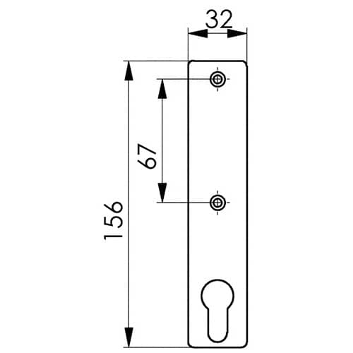 AMF Zylinderkurzschild 427Z VA ma o.Drückerloch PZ 72mm AMF
