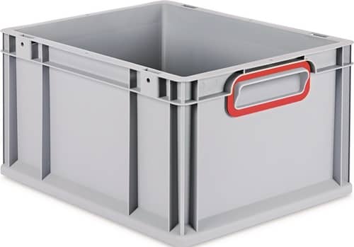 ALLIT Transportstapelbehälter L400xB300xH220mm grau PP geschlossener Griff rot
