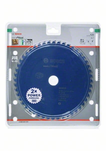 BOSCH Akku-Kreissägeblatt Expert for Wood, 250 x 2,1/1,6 x 30, 48 Zähne