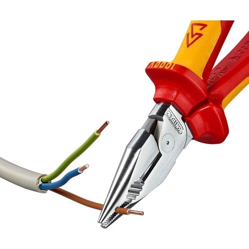 KNIPEX Spitzkombizange L.185mm pol.Mehrkomp.-Hülle verchr.VDE KNIPEX