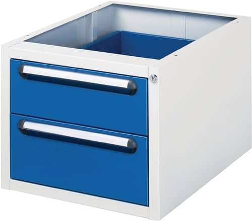 RAU Schubladenschrank H395xB490xT600mm 1x 150,1 x 180mm lichtgrau/enzianblau
