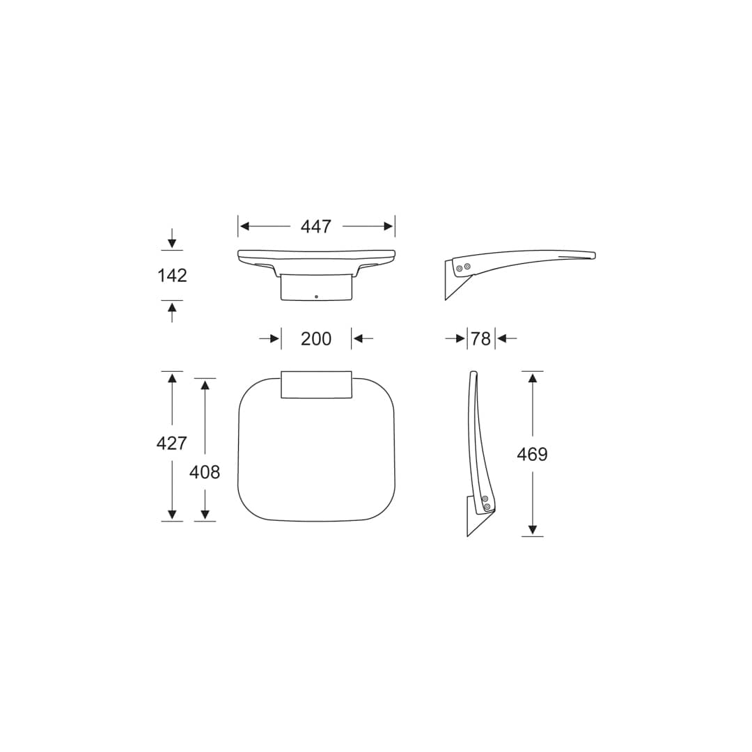 KWS Duschklappsitz A100 447x408mm graphitgrau / anthrazitgrau