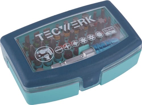 TECWERK Bitsortiment Torsión 32-tlg.Schlitz/PH/PZD/TX/TX-BO/6Kt.Torsionsbits TECWERK