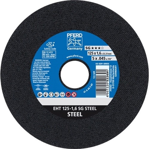 PFERD TOOLS Trennscheibe SG STEEL D125x1,6mm ger.STA Bohr.22,23mm PFERD
